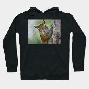 Staring Squirrel Digital Painting Hoodie